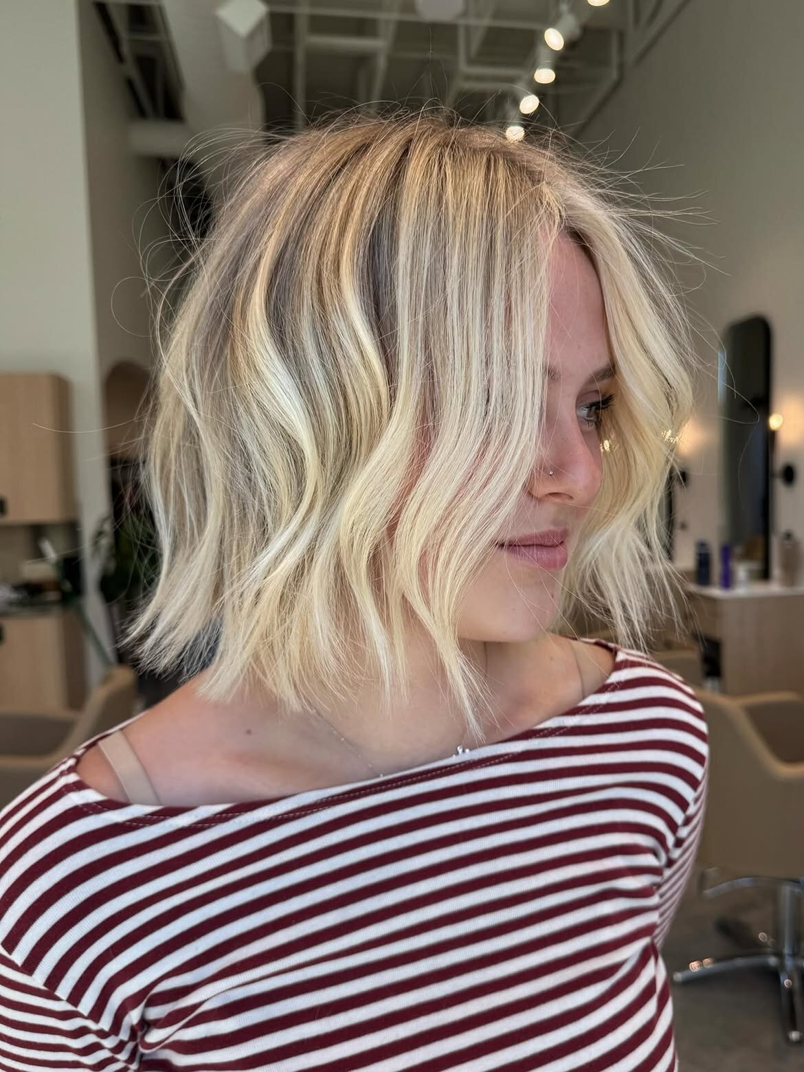 Blonde hair color and precision haircut done at our salon in Eagle, Idaho