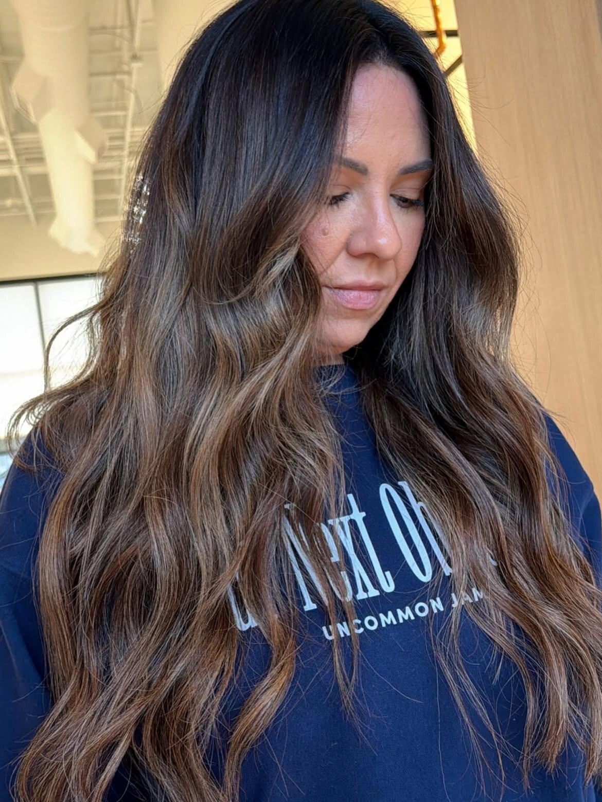 Brunette hair color and hand-tied extensions at Echelon Salon, Eagle, Idaho