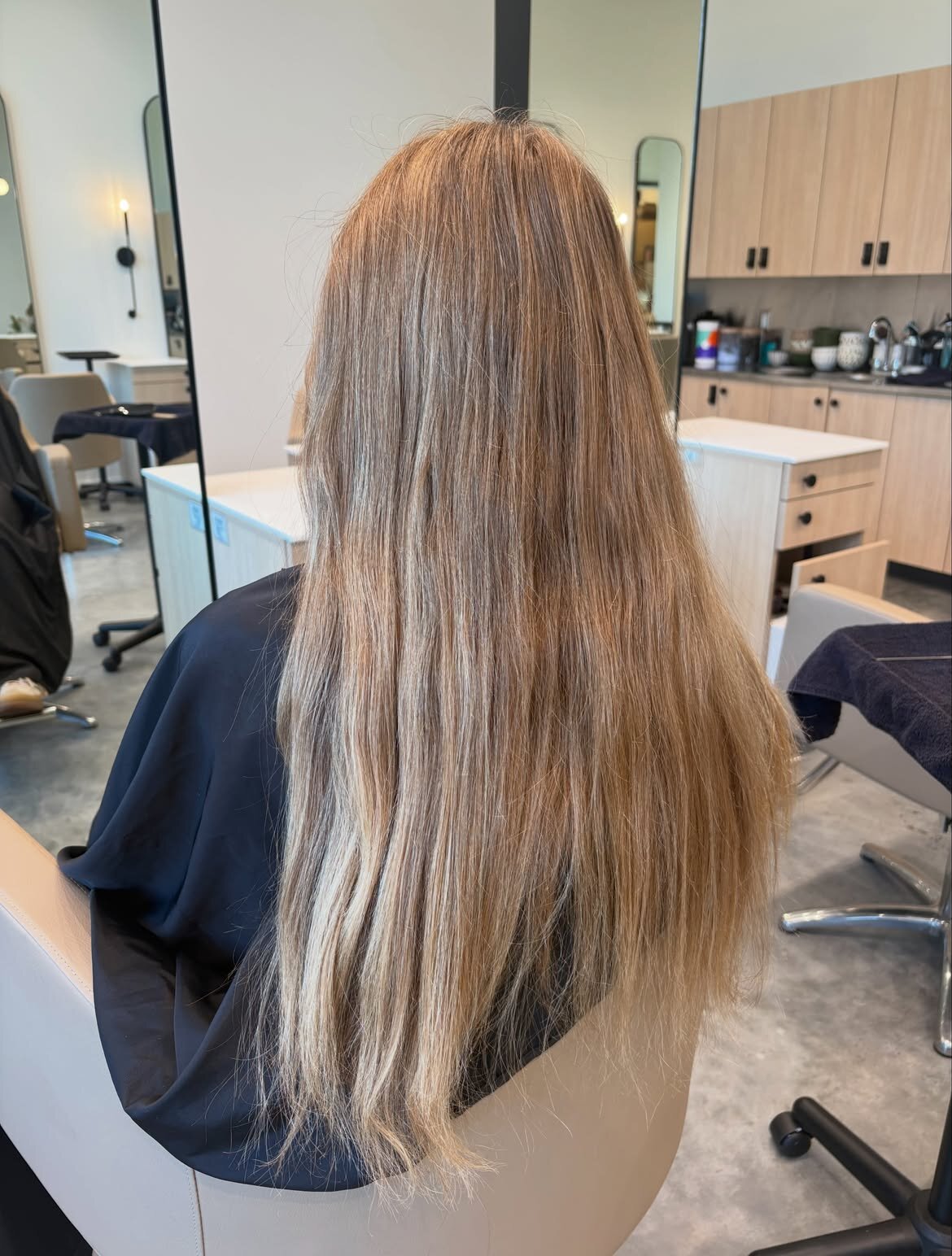 Before photo: natural hair at the start of an extension appointment, Echelon Salon in Eagle, Idaho