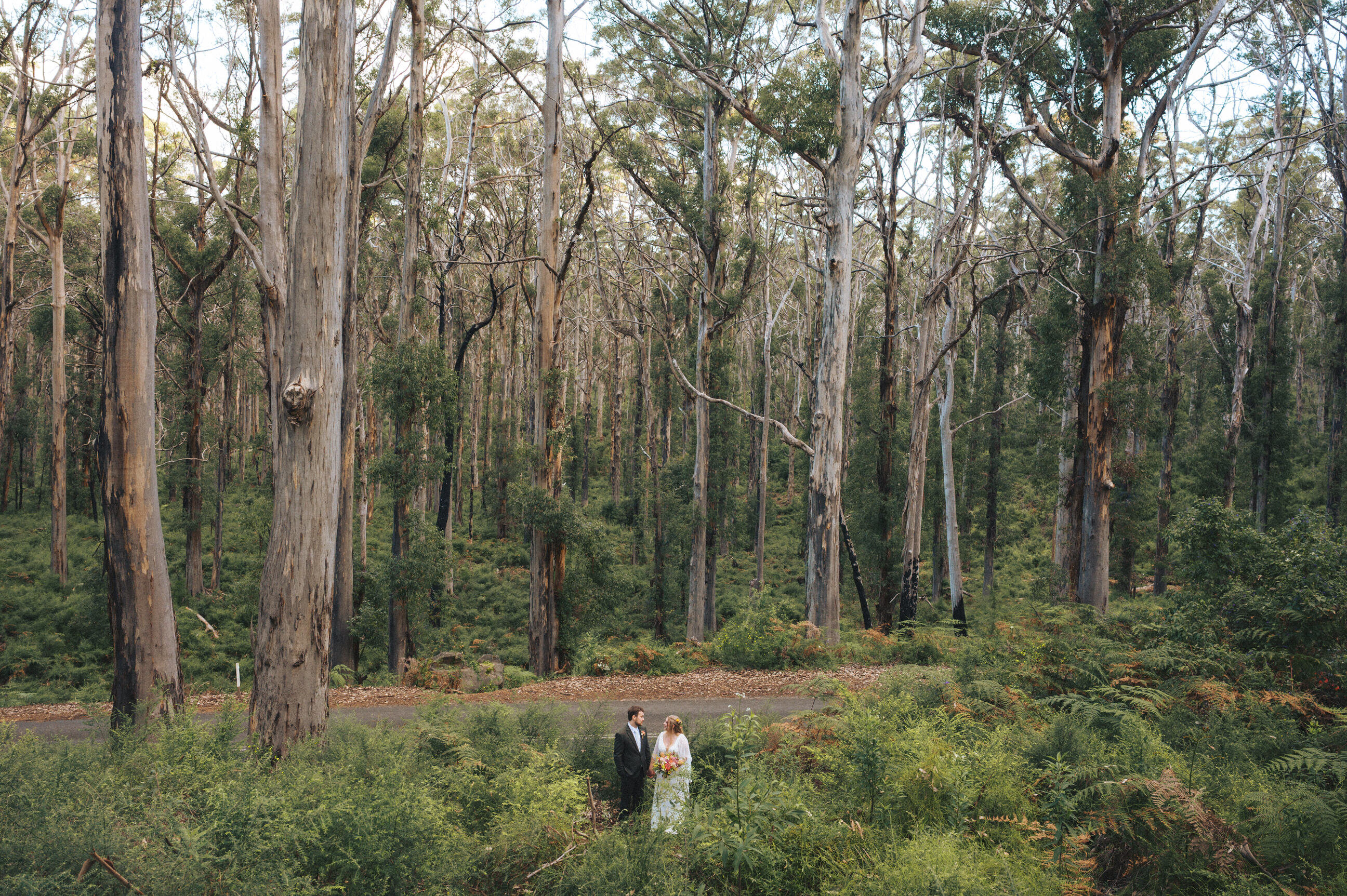 Intimate wedding portrait photographed in the Boranup forest region of Western Australia