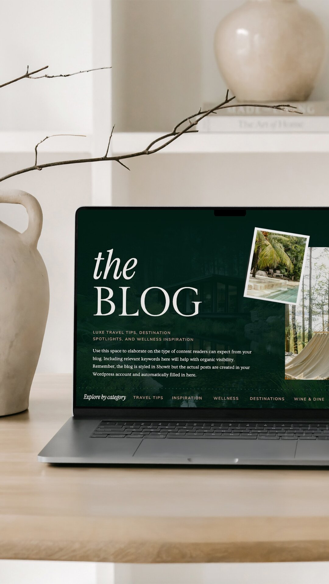 Blog template on laptop