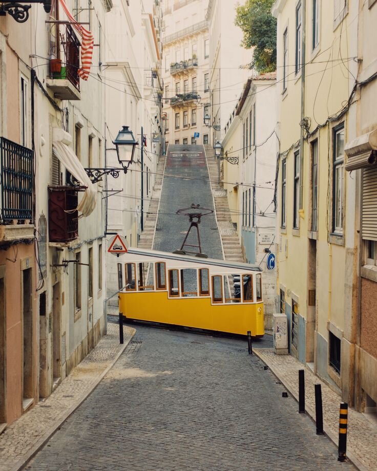 Lisbon pastel buildings and city view