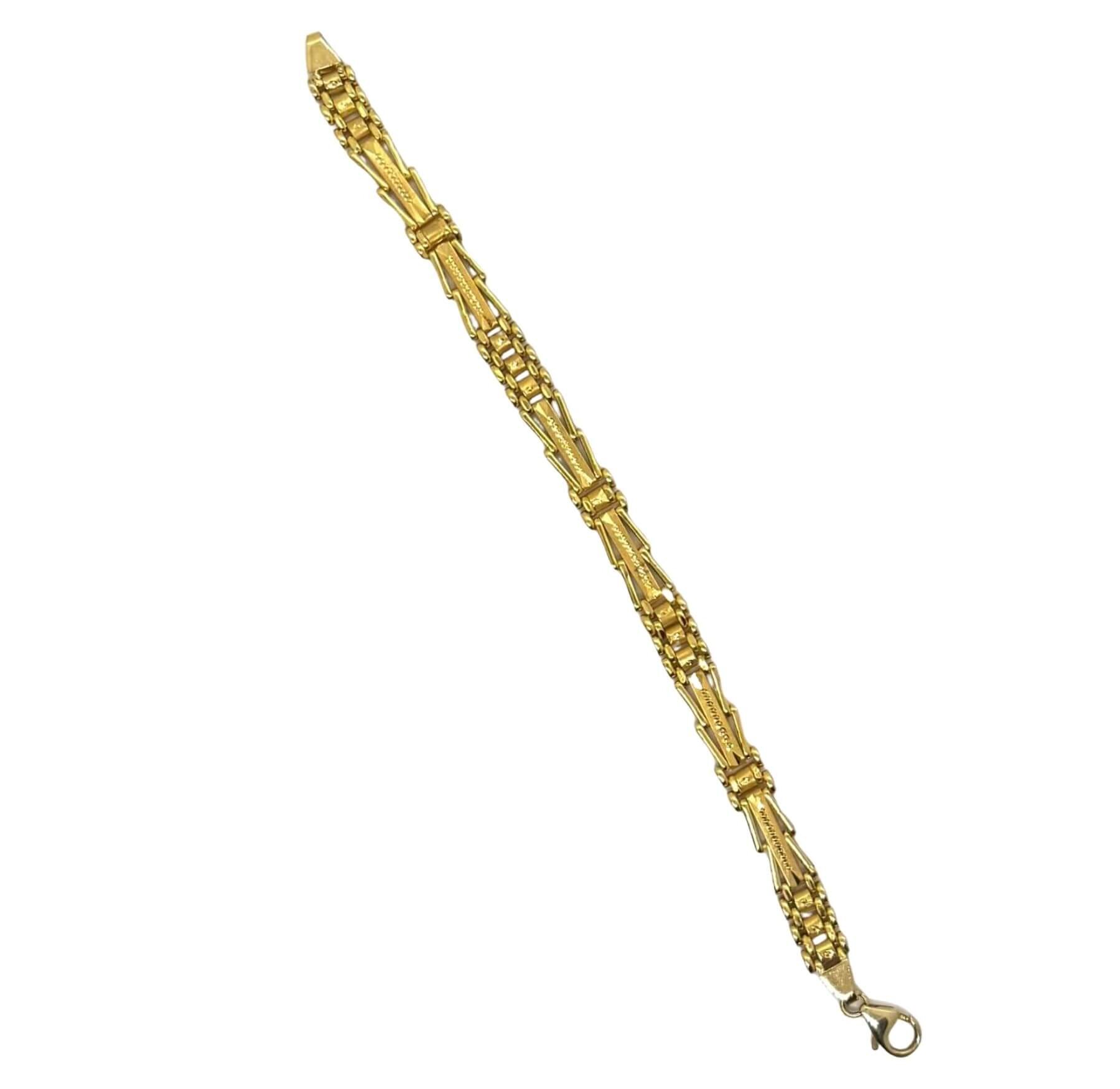 18k Yellow Gold 8mm Fancy Link with 14k Yellow Gold Clasp