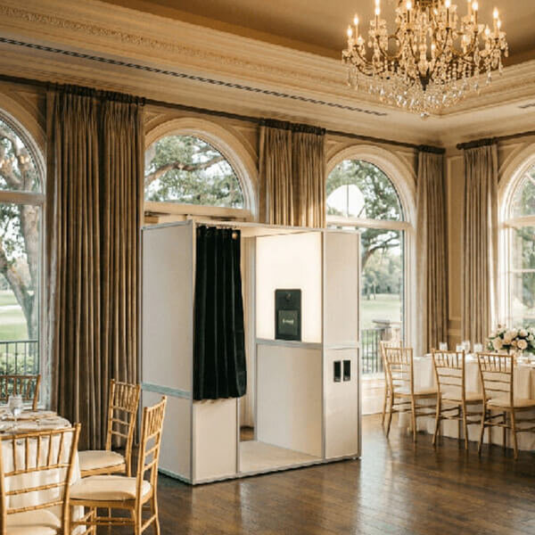 Classic enclosed photo booth at an Orlando luxury wedding
