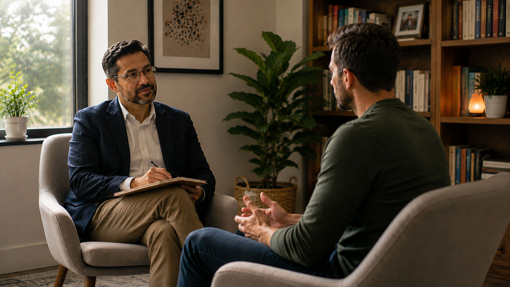 Therapist with a male client