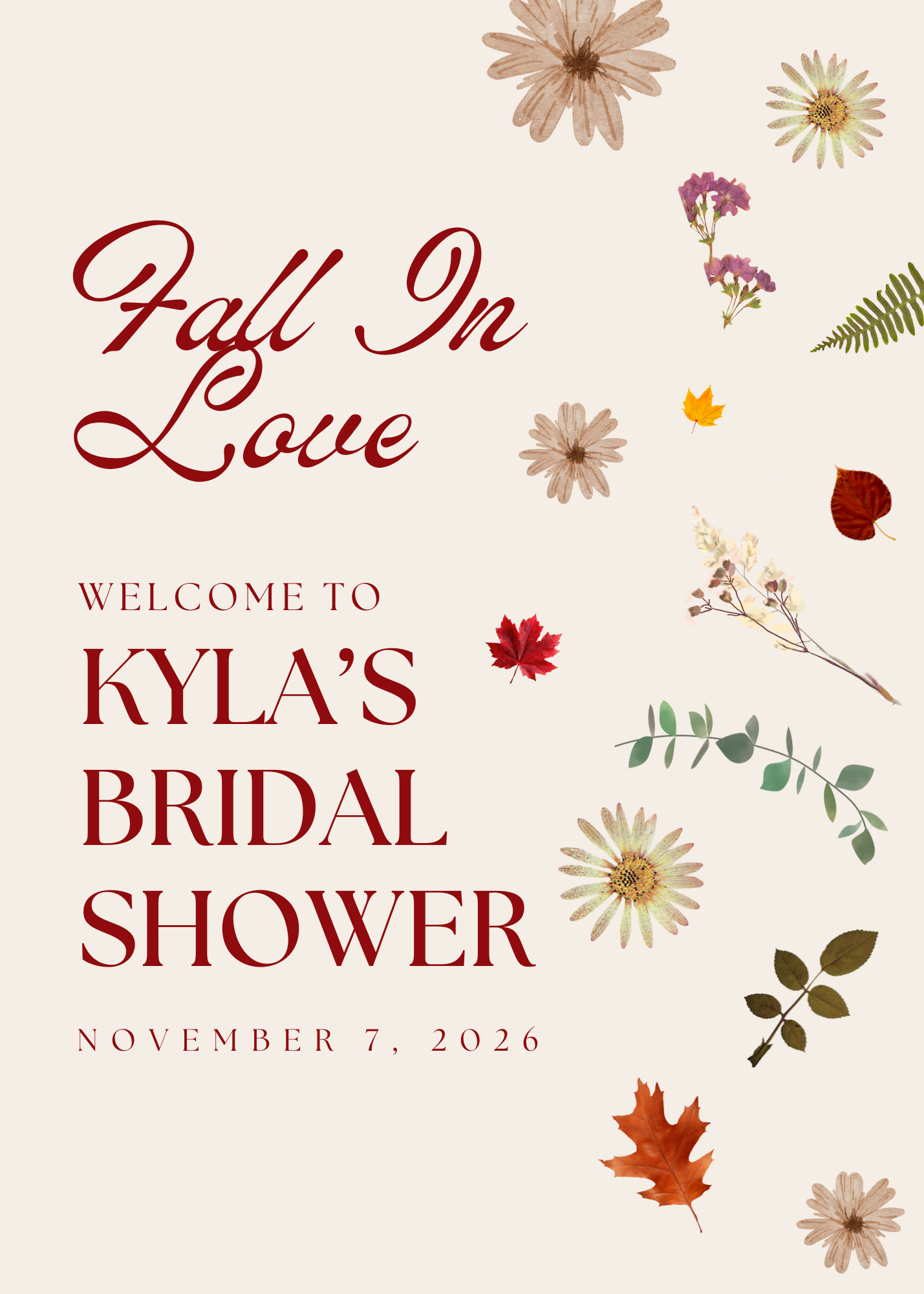 Fall in Love bridal shower print design