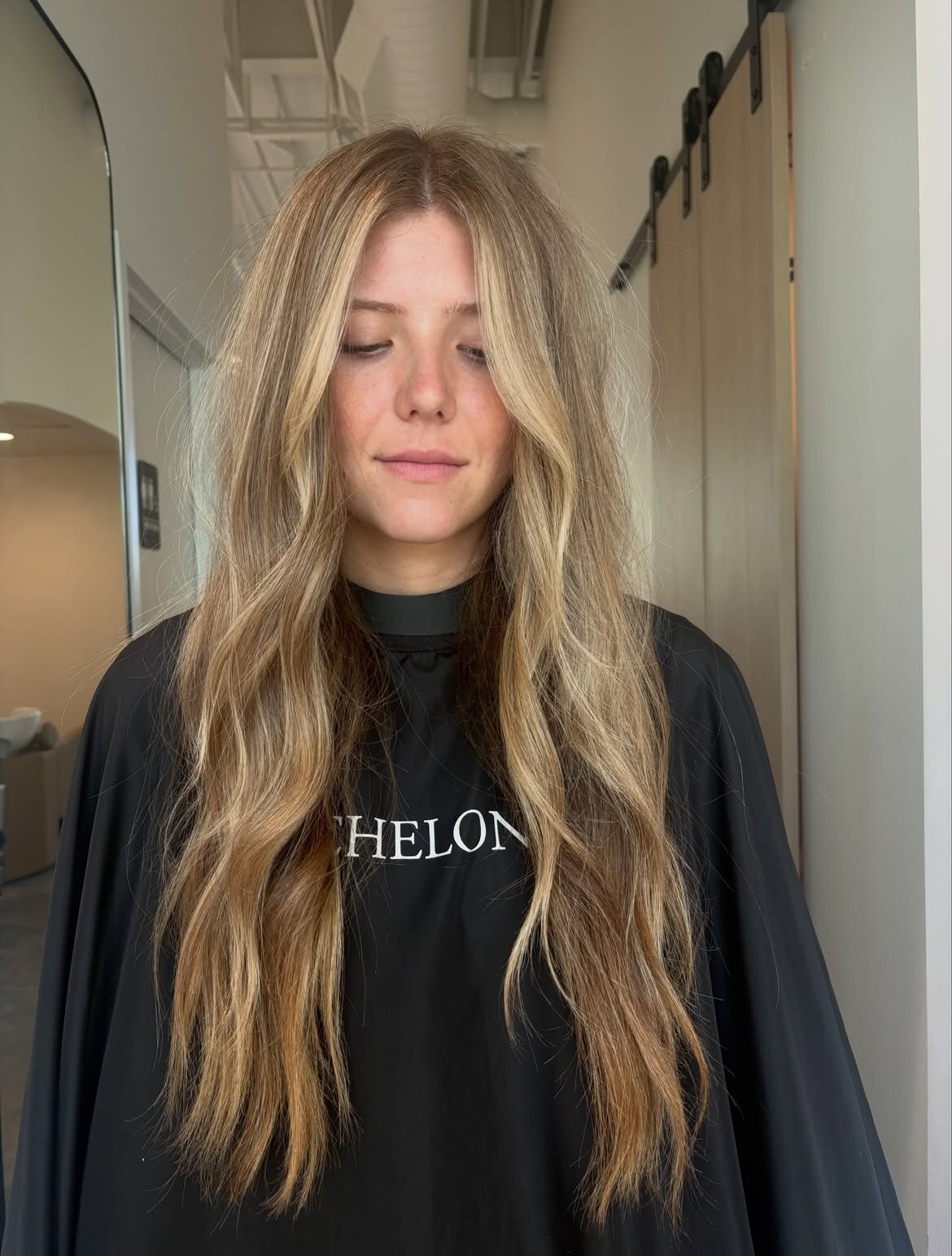 After photo: hair extensions installed, cut in and styled at Echelon Salon in Eagle, Idaho