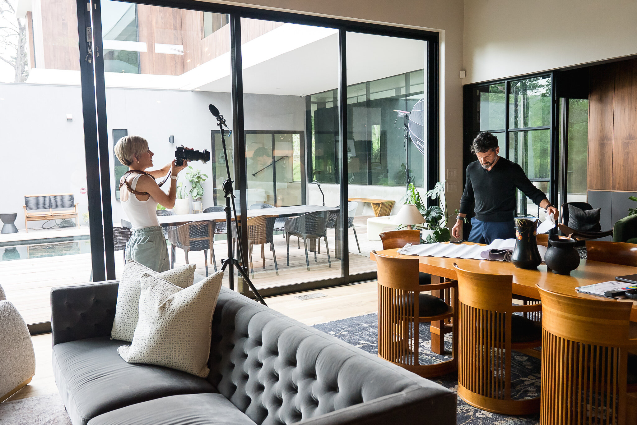 Alissa Cordoba directing a commercial brand photography shoot in Austin