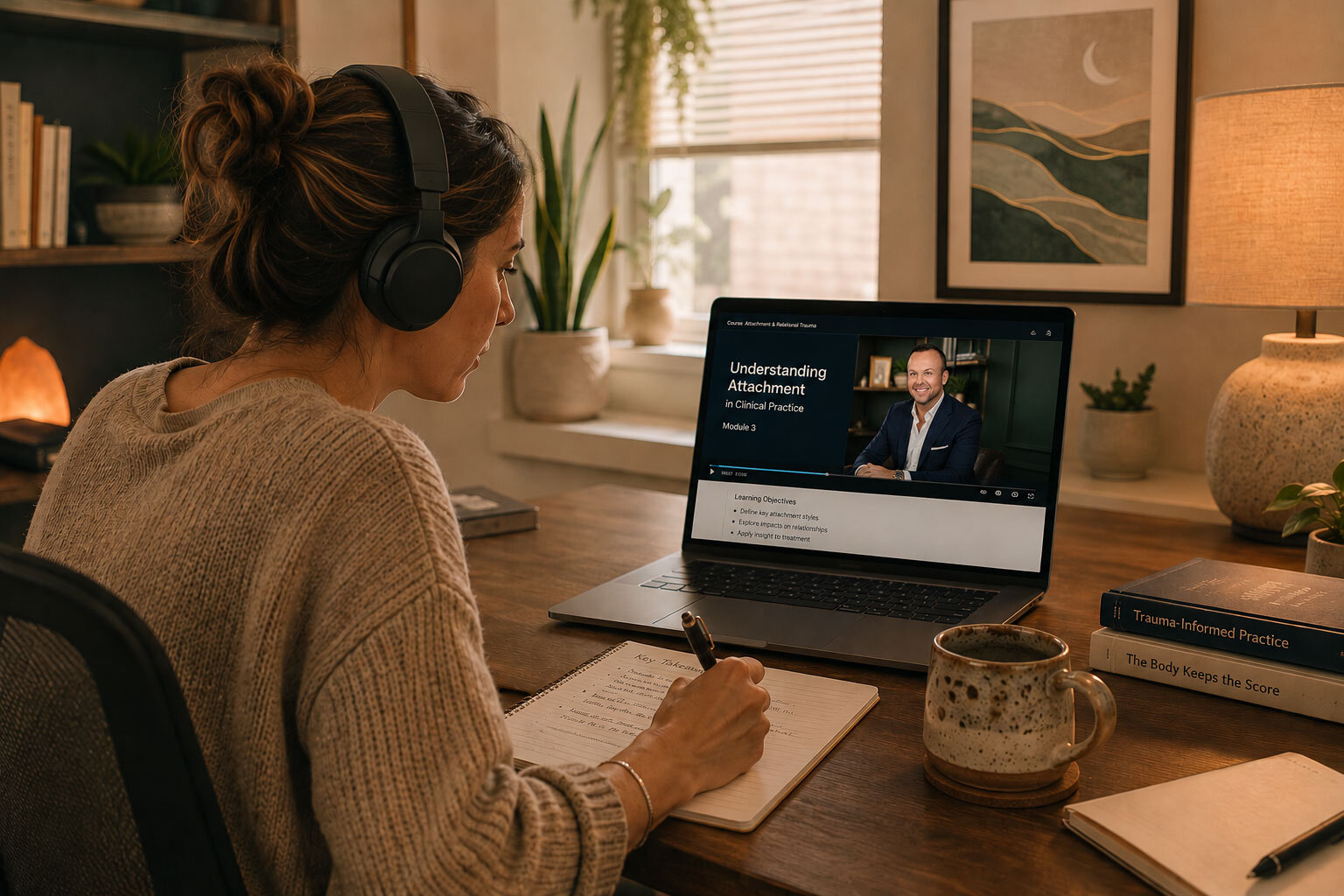Clinician taking an online training