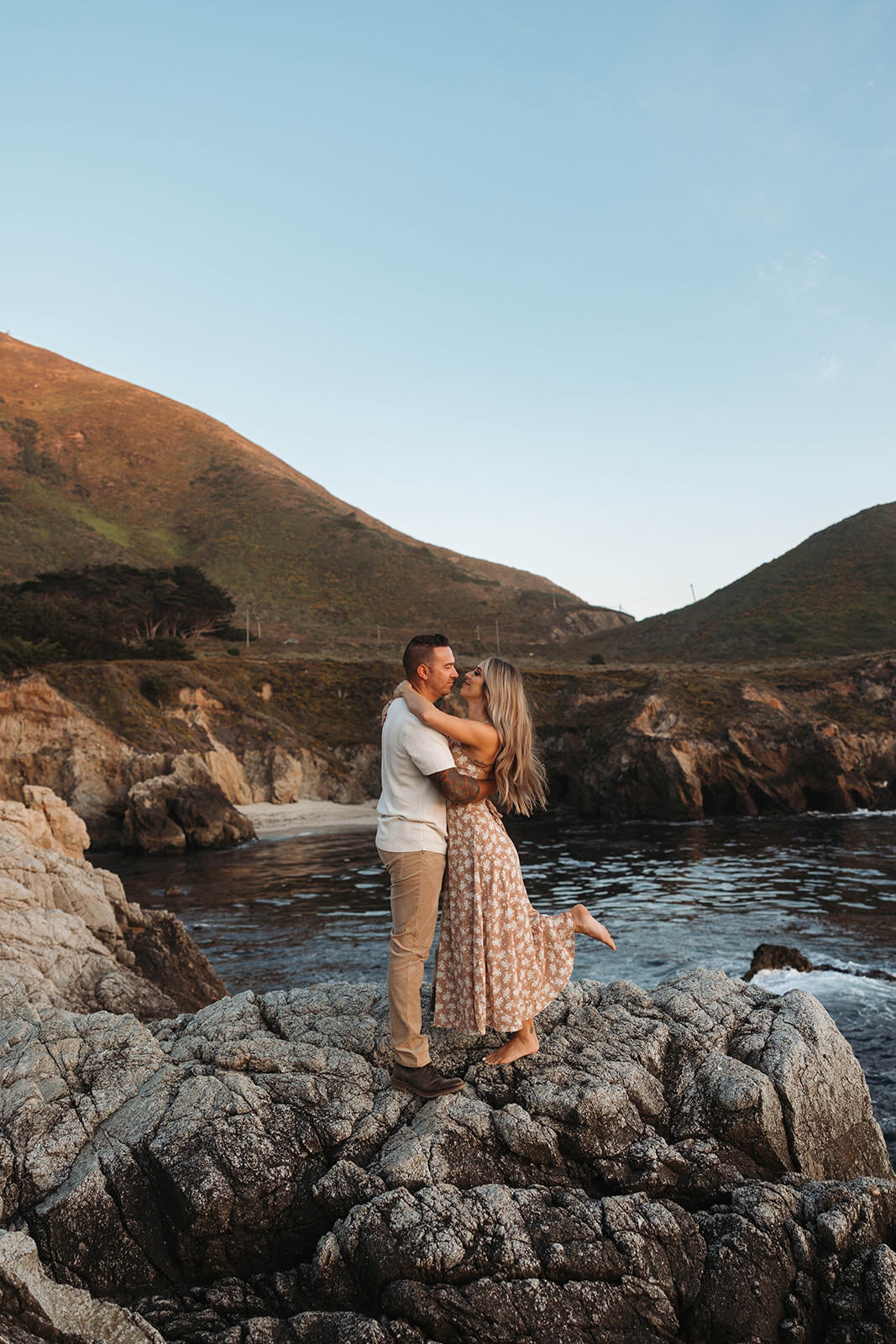 Couple under a clear blue California sky