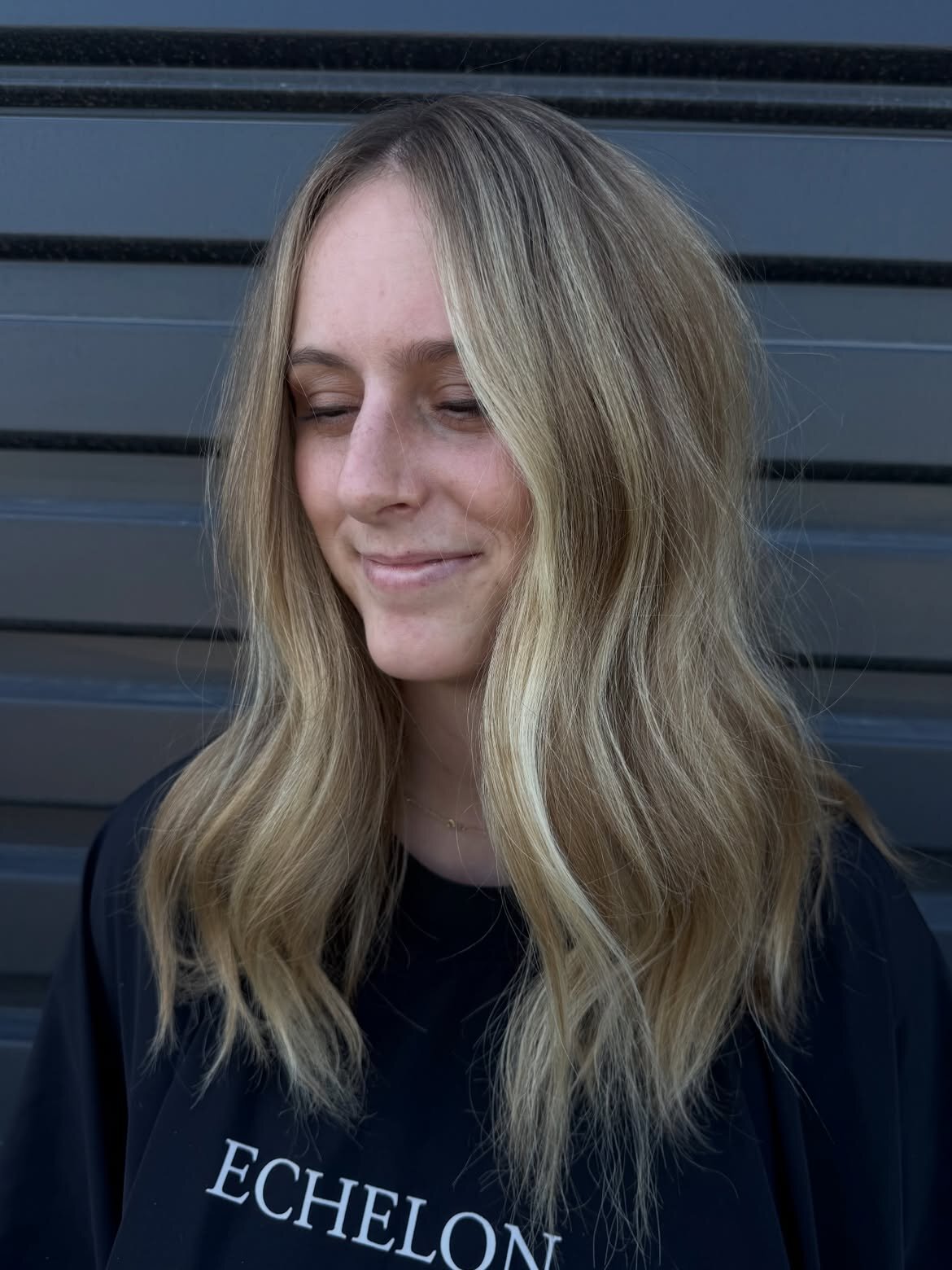 Custom blonde hair color and blowout at Echelon Salon in Eagle, Idaho