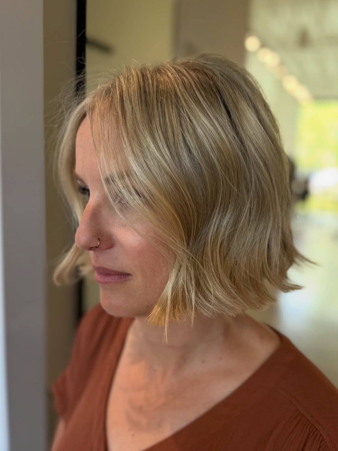 Blonde hair color and precision haircut by the team at Echelon Salon in Eagle, Idaho