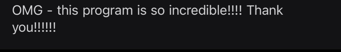 Client message highlighting a favorite part of the program