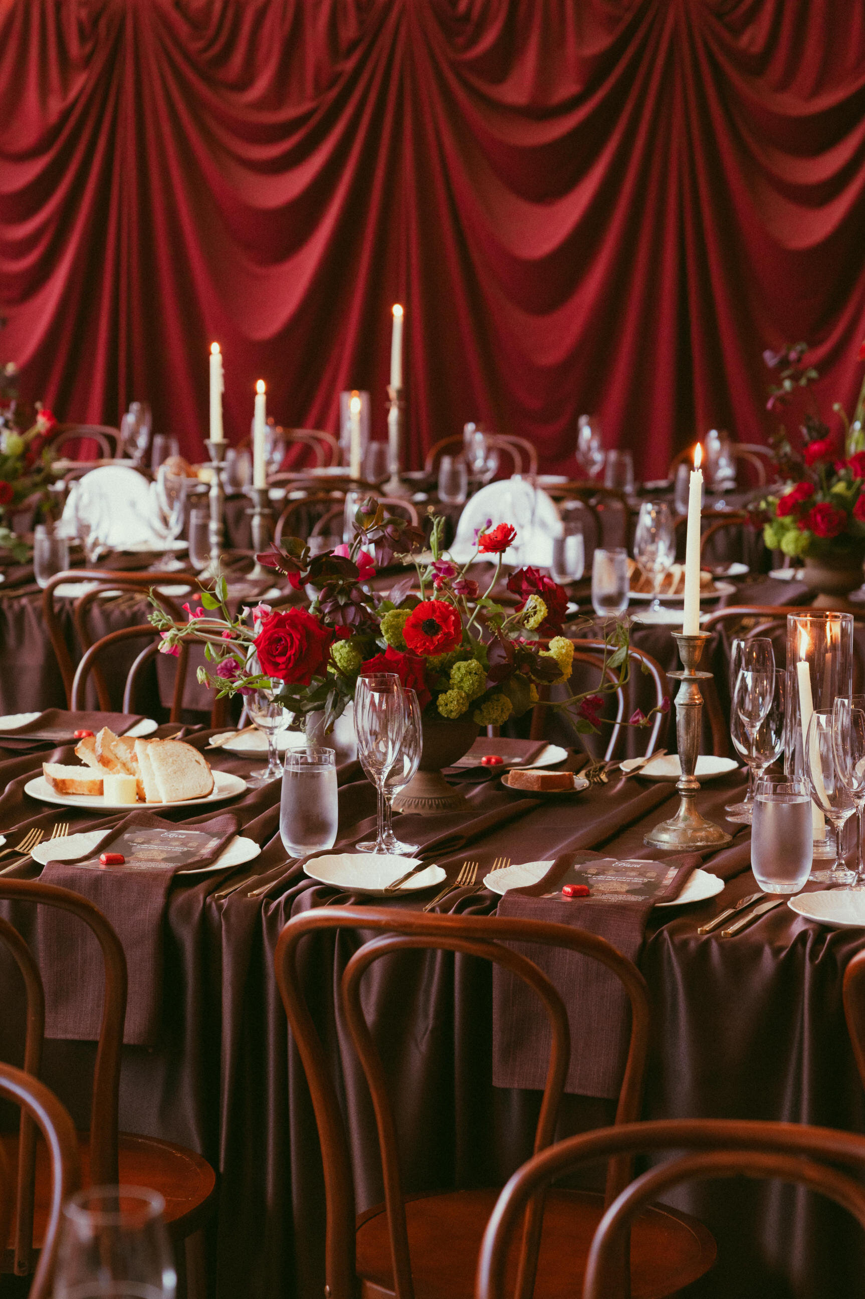 Romantic wedding reception styling at Dionne and Brett's Credaro Estate wedding