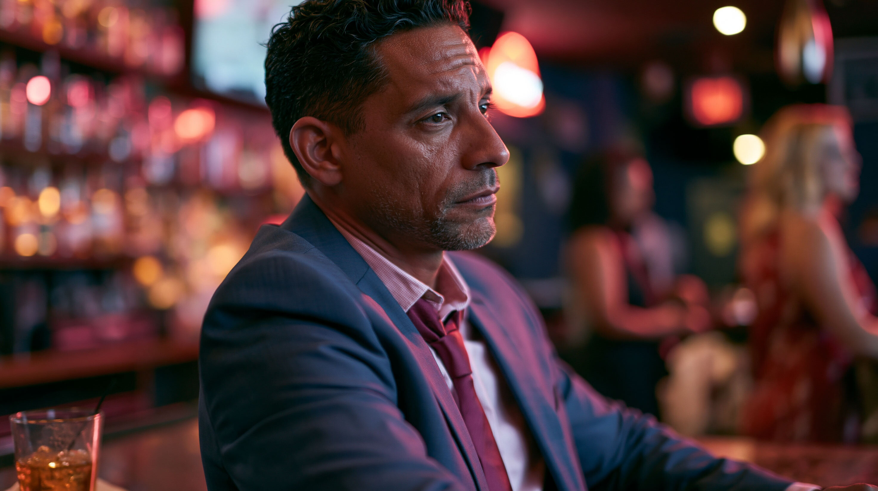 A man alone at a bar