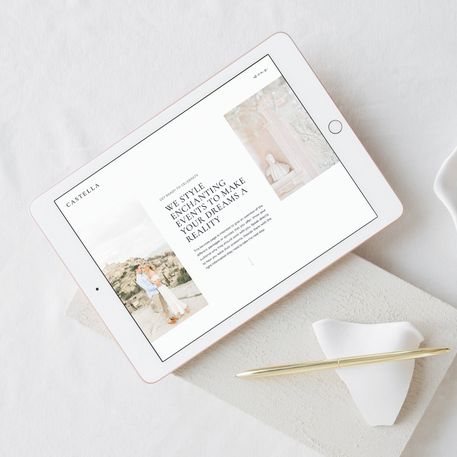 Castella Showit template on ipad