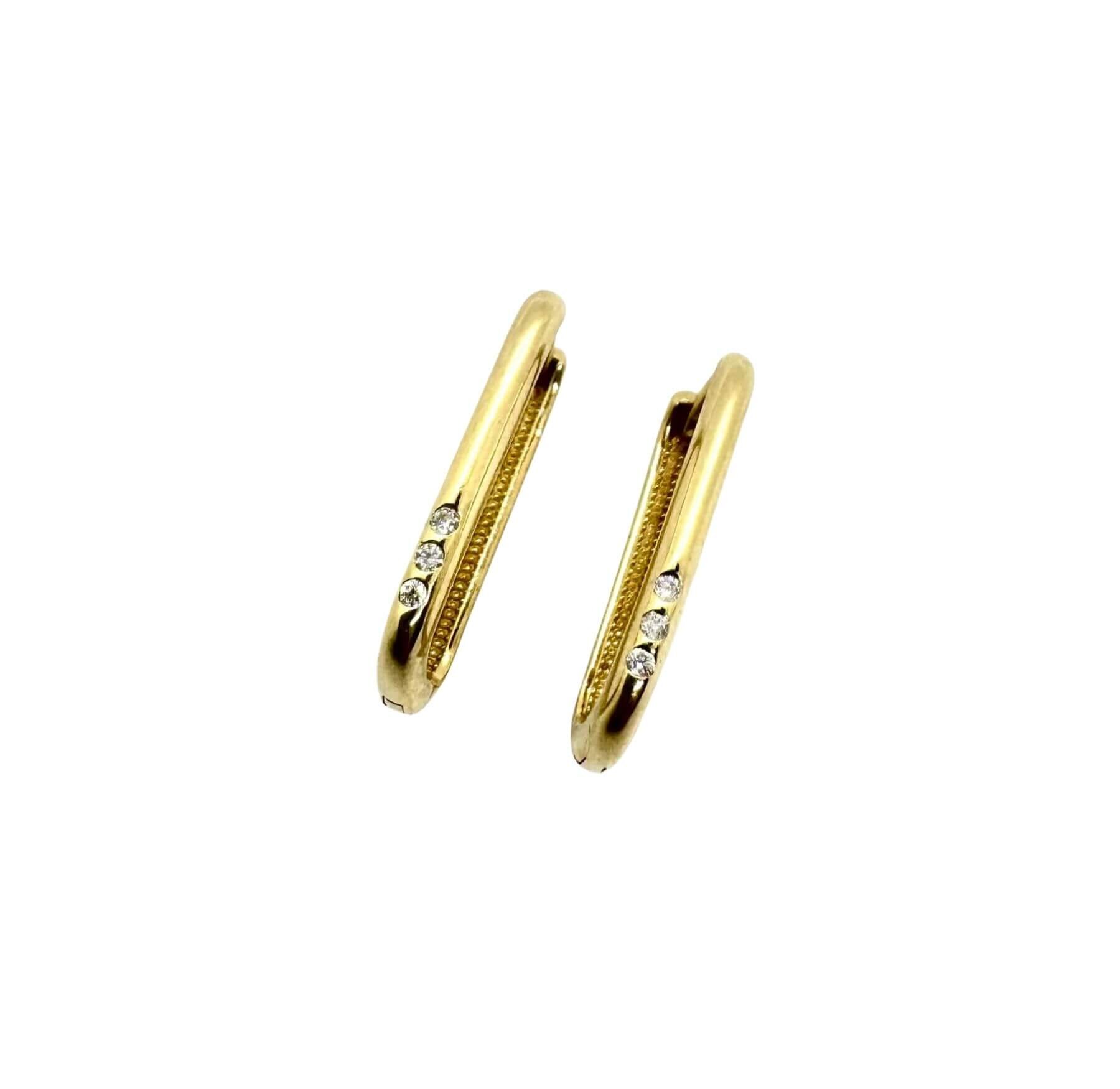 14k Yellow Gold Rectangular Hoop Earrings