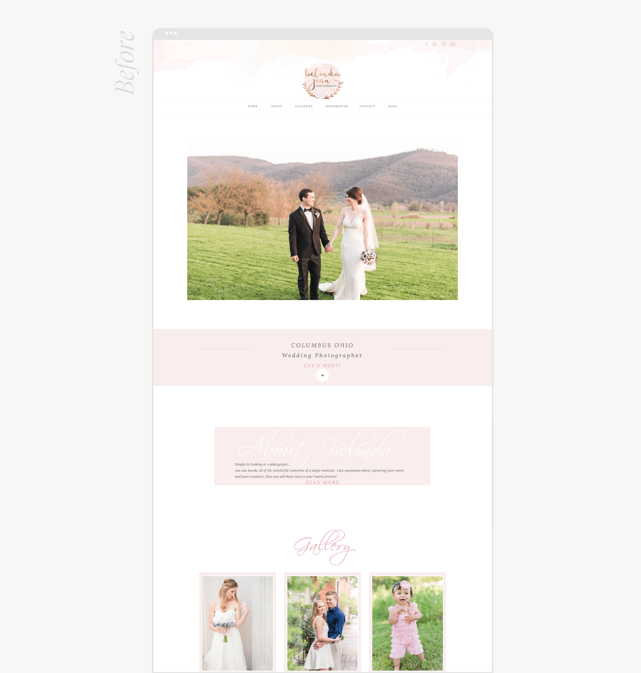 mockup of wedding professional website