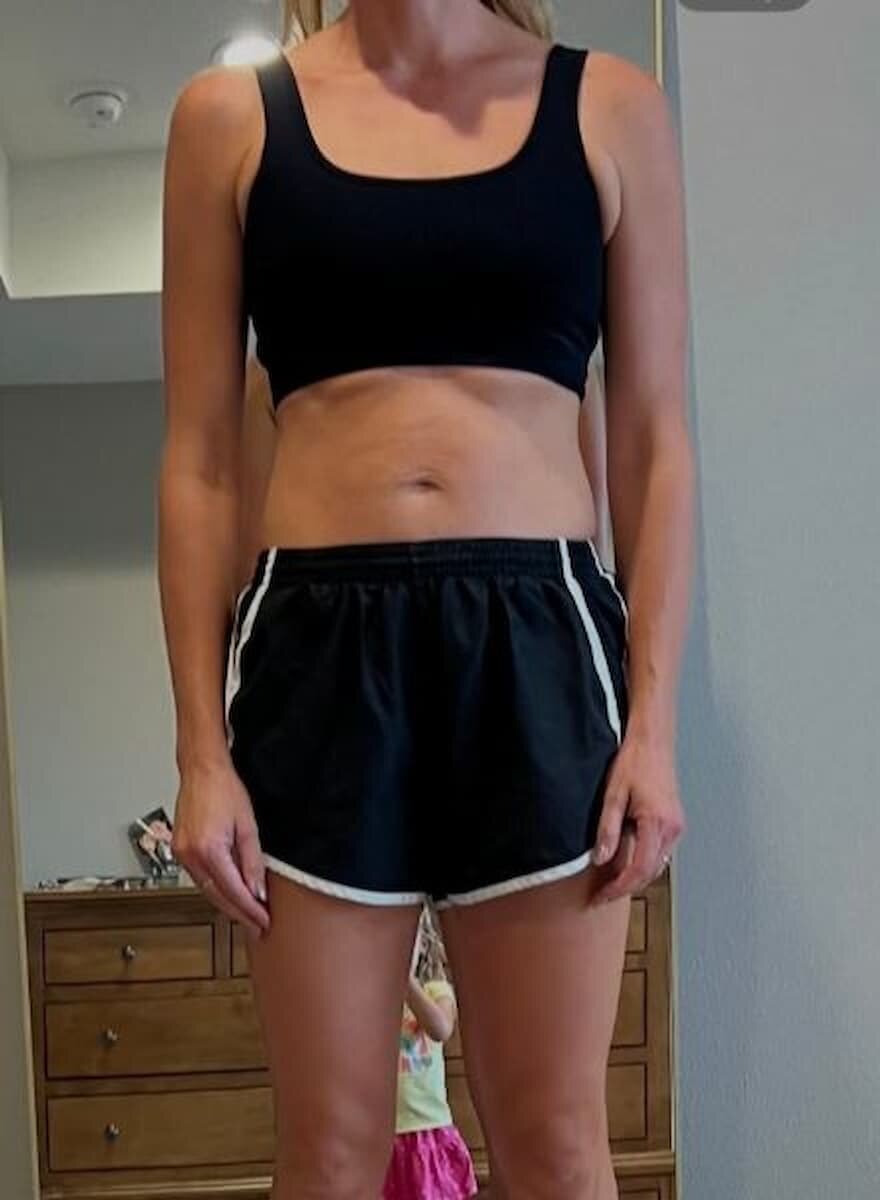 Megan’s after photo, front view, after working with Kenzie