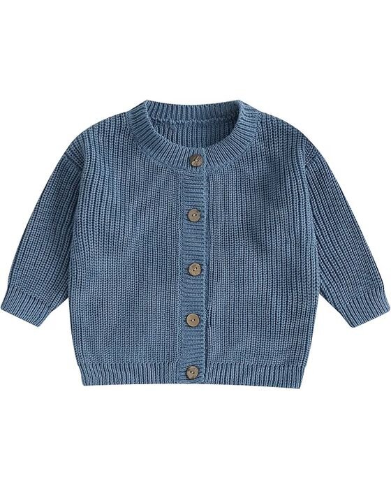 Denim Blue Ribbed Cardigan — Sweaters & Layers fall family photo outfit idea
