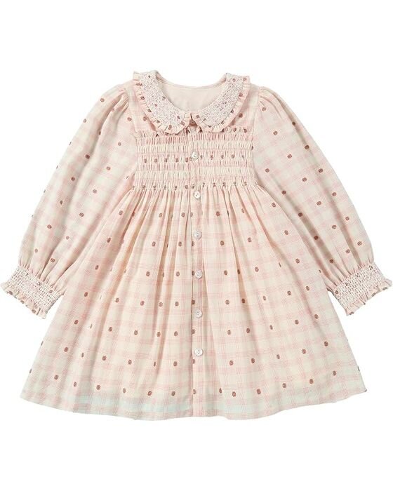 Blush Floral Smocked Dress — Young Girls fall family photo outfit idea