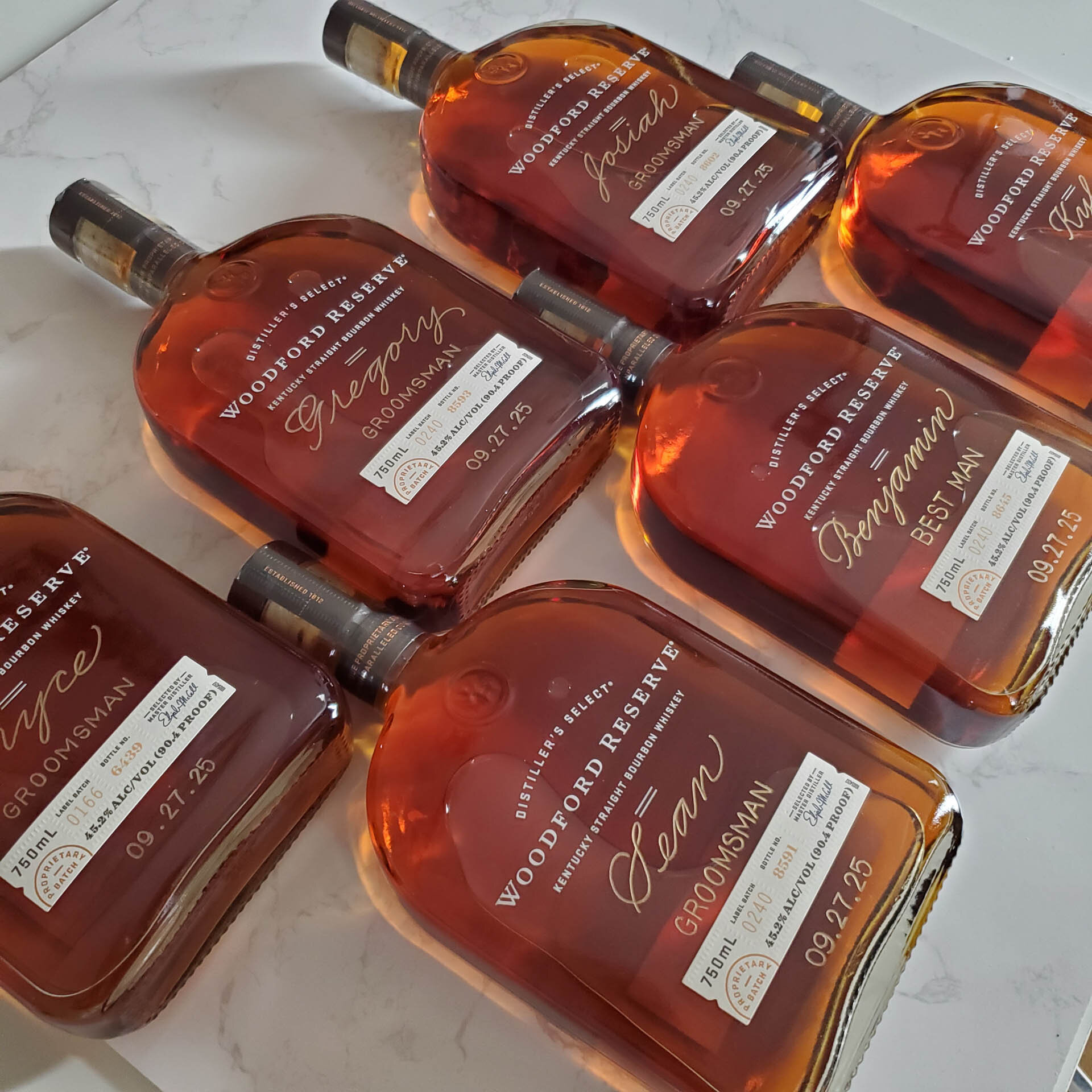 Engraved gifts groomsmen bourbon bottles