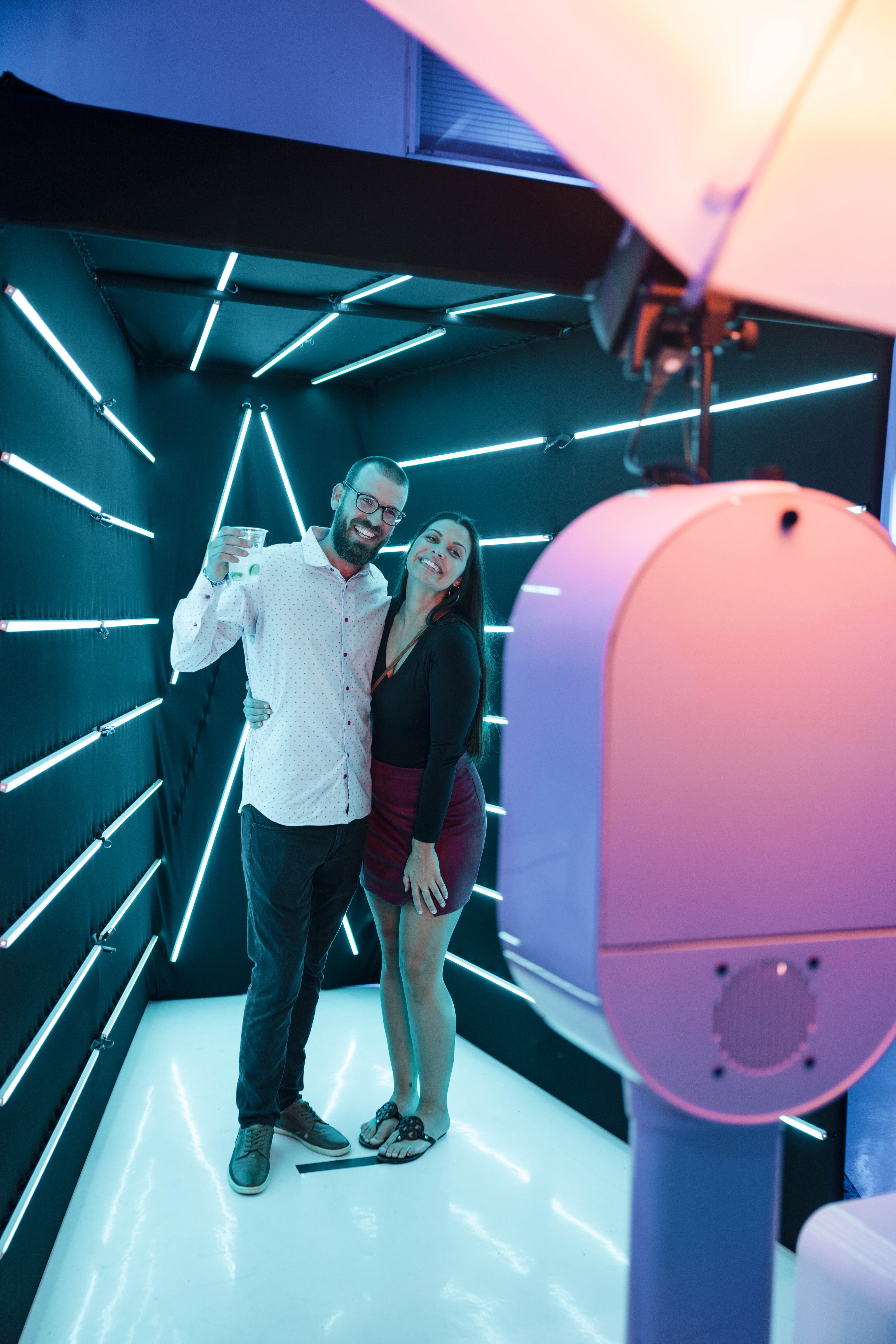 Vogue editorial-style photo booth at an Orlando gala