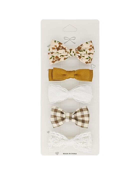 Mustard & Gingham Bow Clips — Bows & Headbands fall family photo outfit idea