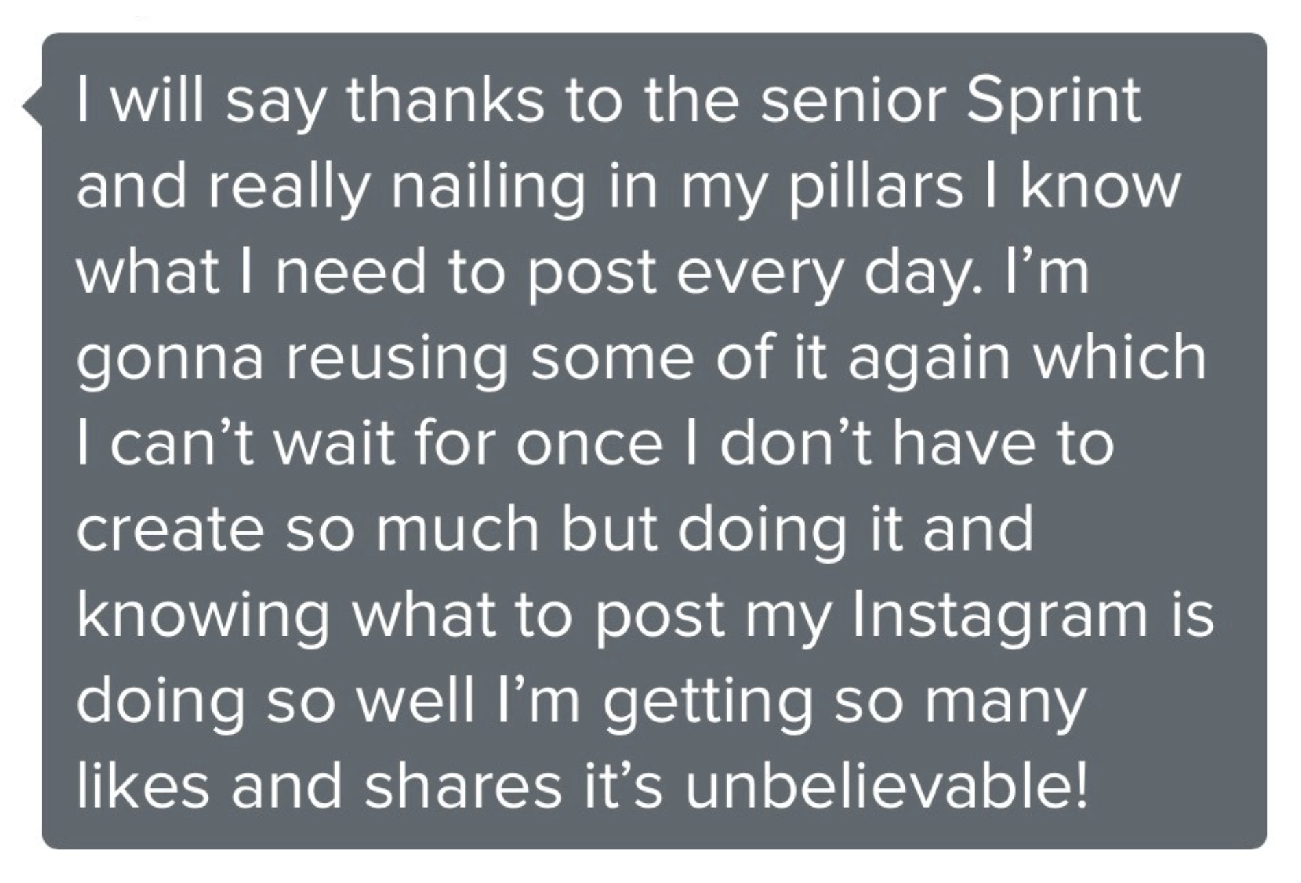 Senior Sprint student - Instagram performing better than ever