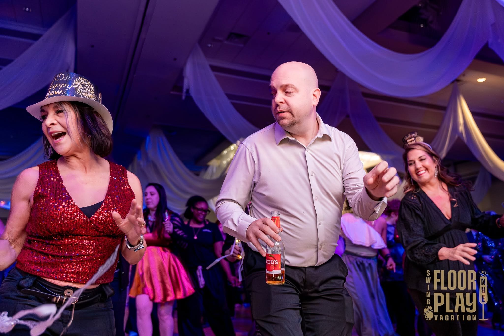 Guests enjoying a past Floorplay New Year’s celebration