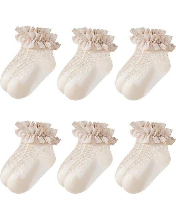 Cream Ruffle Ankle Socks (6-Pack) — Socks fall family photo outfit idea
