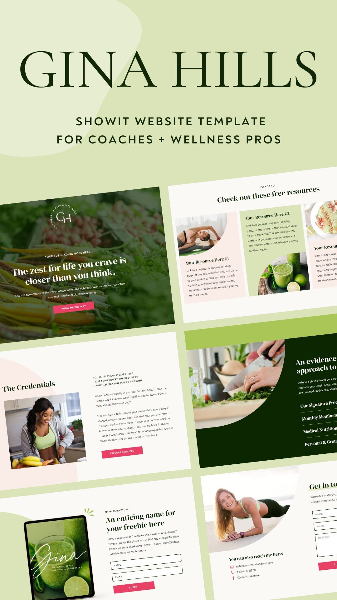 Gina Hills wellness coach website template