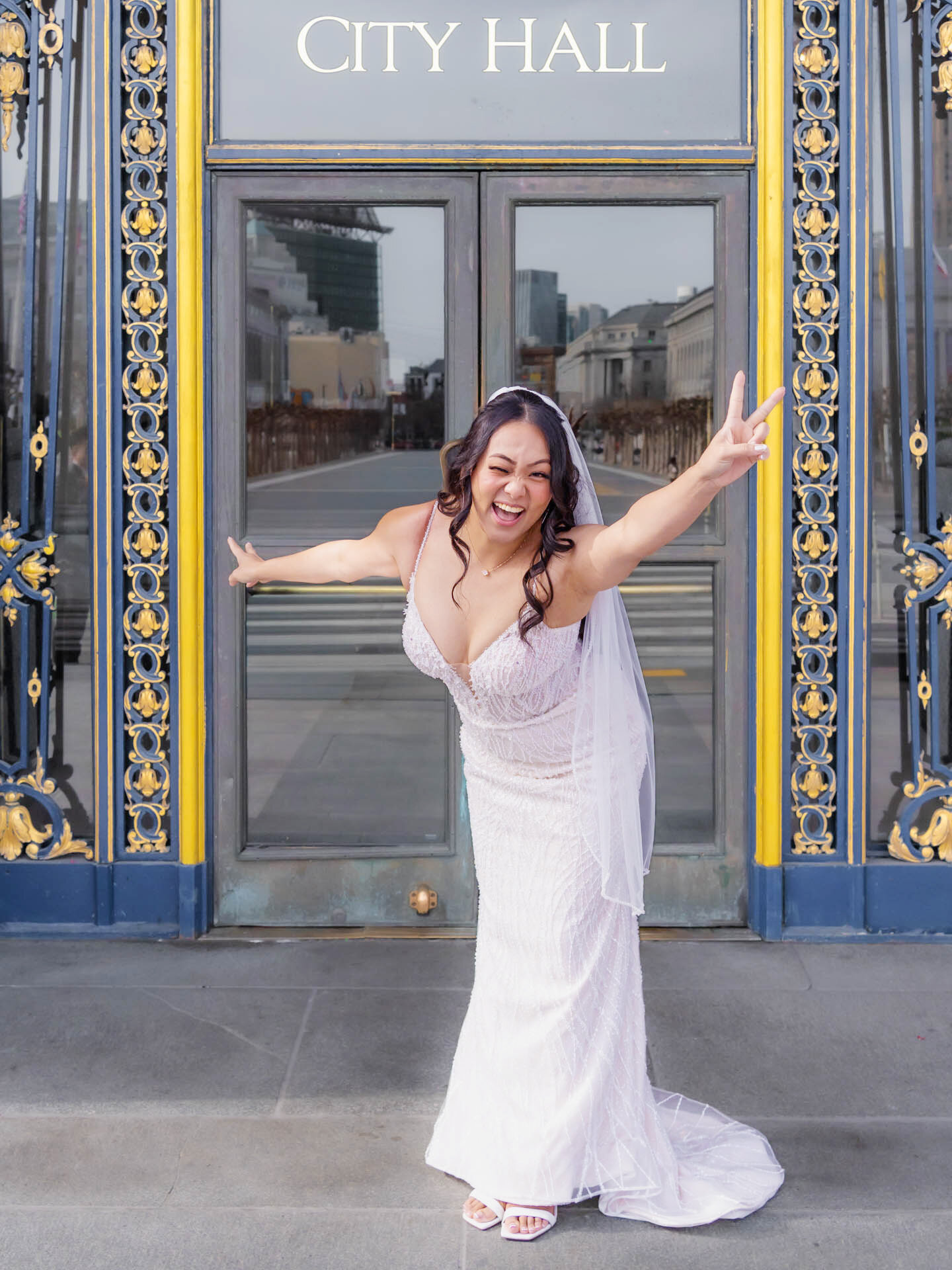 Playful bride portrait before the ceremony
