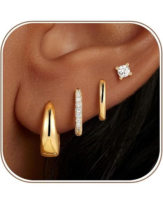Gold Dome Huggie + Stud Set — Jewelry fall family photo outfit idea
