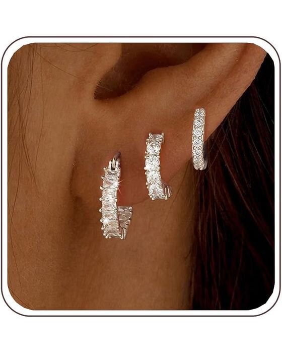 Silver Baguette Crystal Hoops — Jewelry fall family photo outfit idea