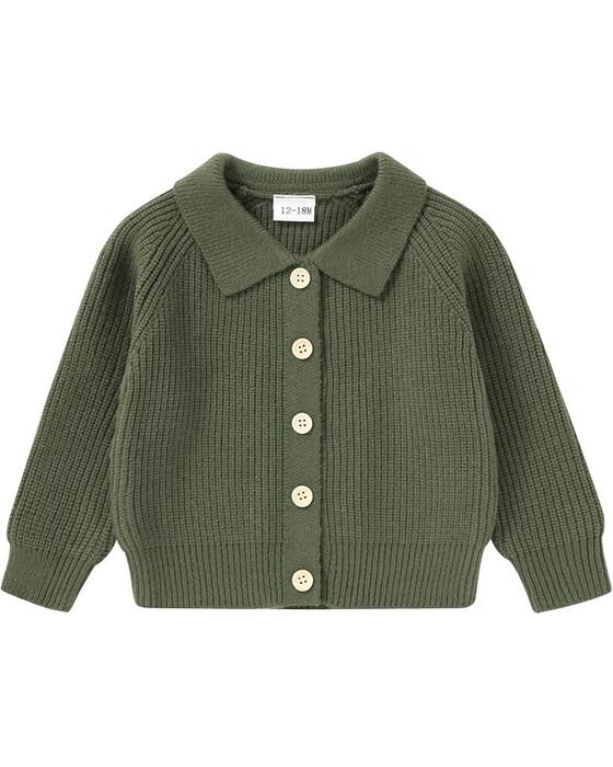 Olive Collared Knit Cardigan — Sweaters & Layers fall family photo outfit idea