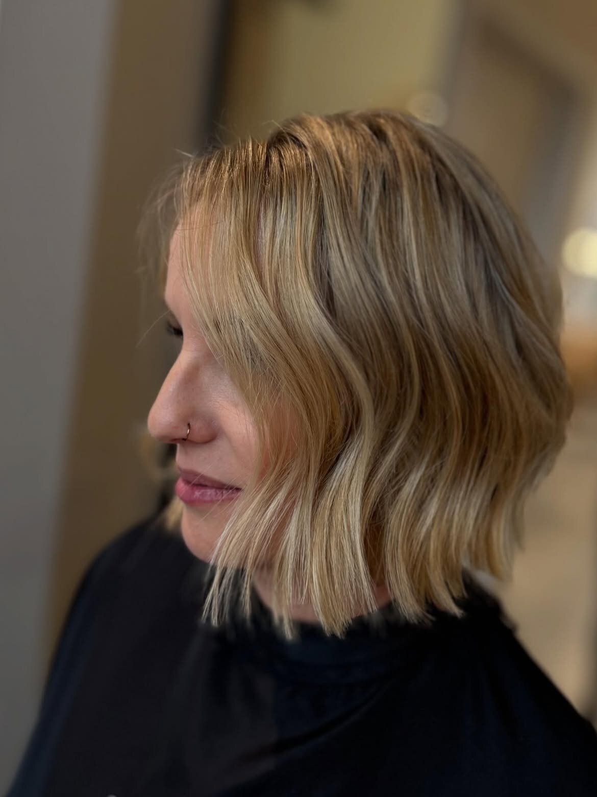 Blonde hair color and precision haircut at Echelon Salon, Eagle, Idaho