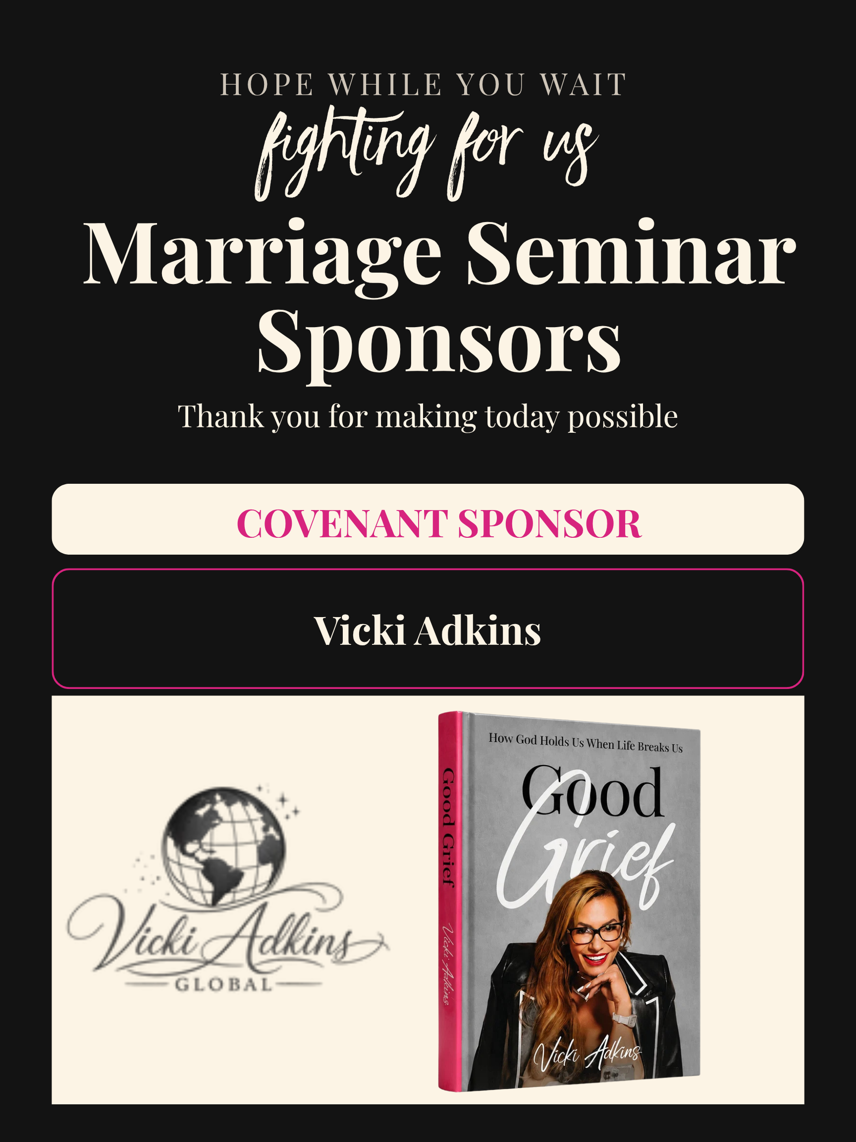 Covenant Sponsor for the 2026 While You Wait Ministries Marriage Seminar