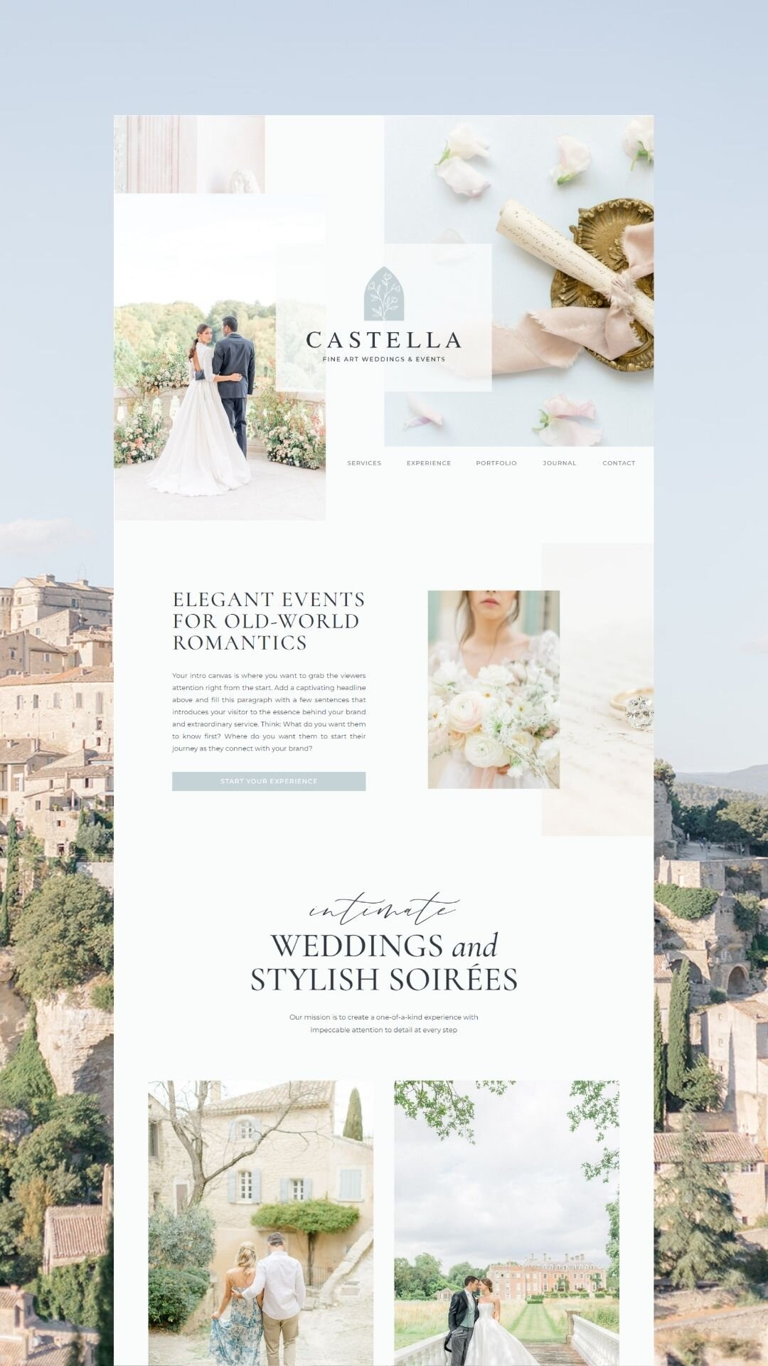 Castella homepage design for showit