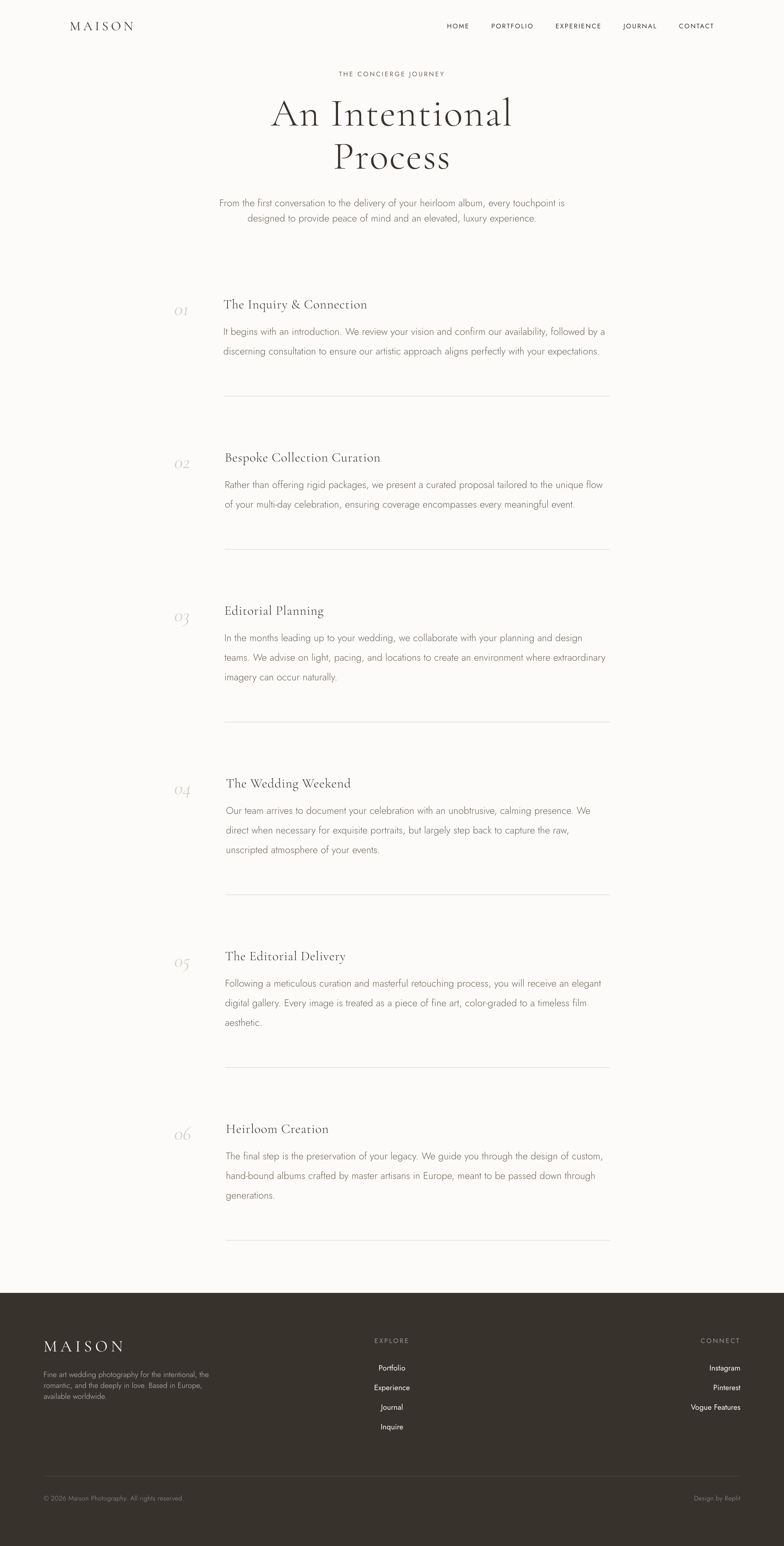 Maison experience page