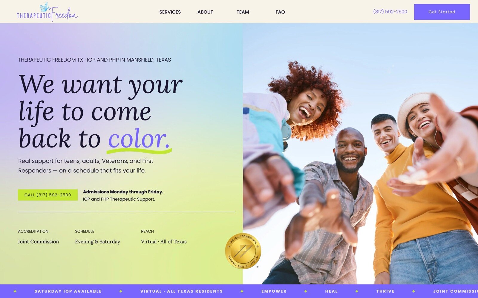 Therapeutic Freedom TX website designed by Merrick Multimedia