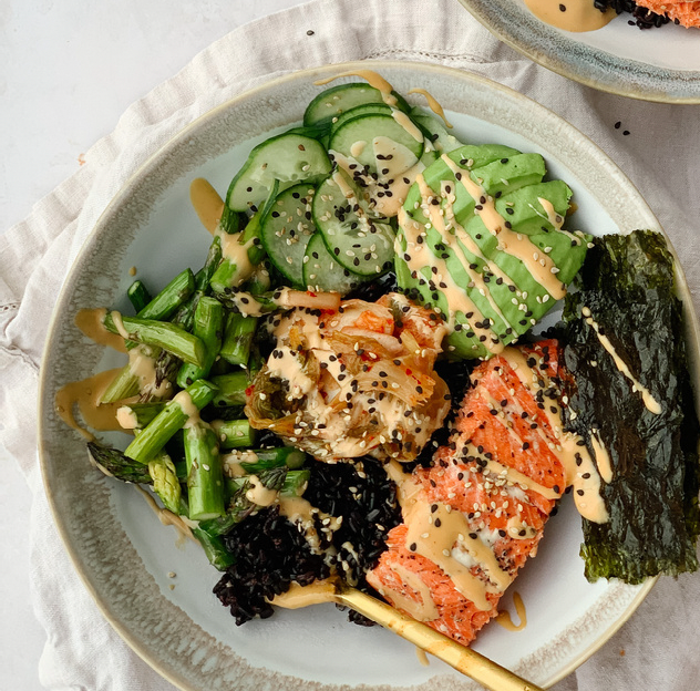 salmon miso bowl