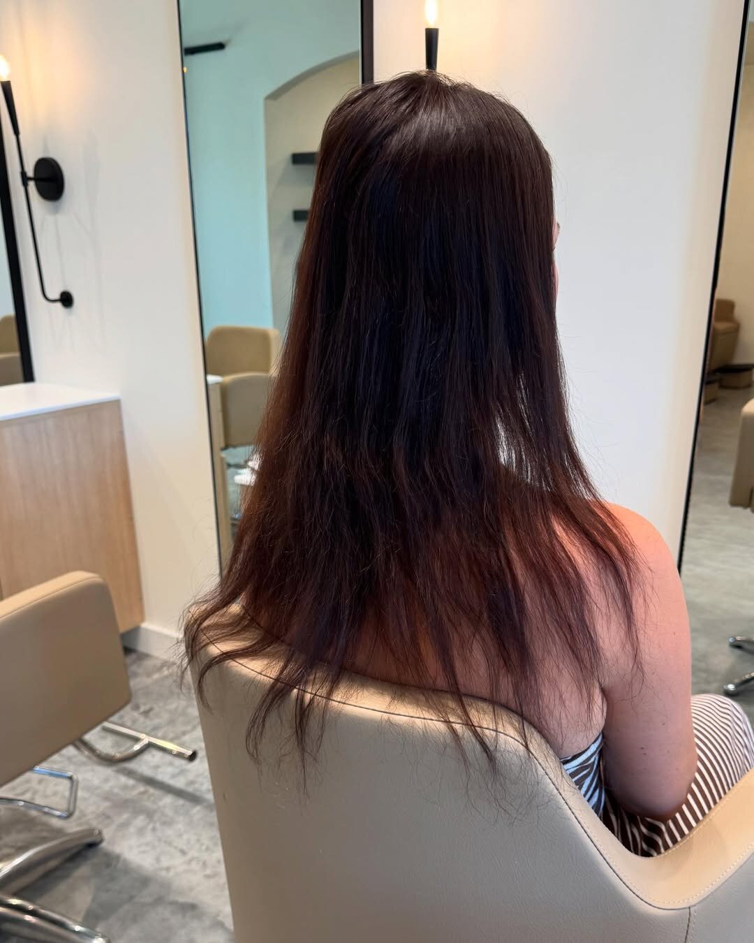 A guest's hair before extensions, photographed at Echelon Salon in Eagle, Idaho