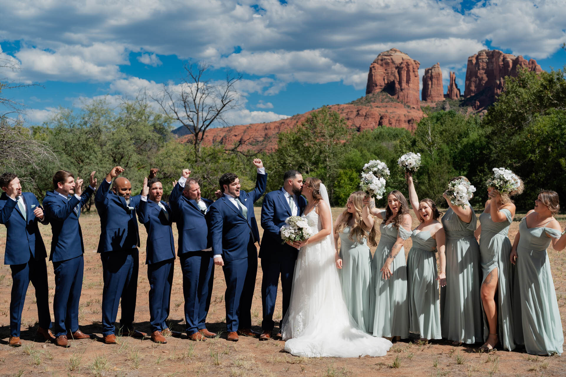 Wedding couple at Crescent Moon Ranch in Sedona, Arizona