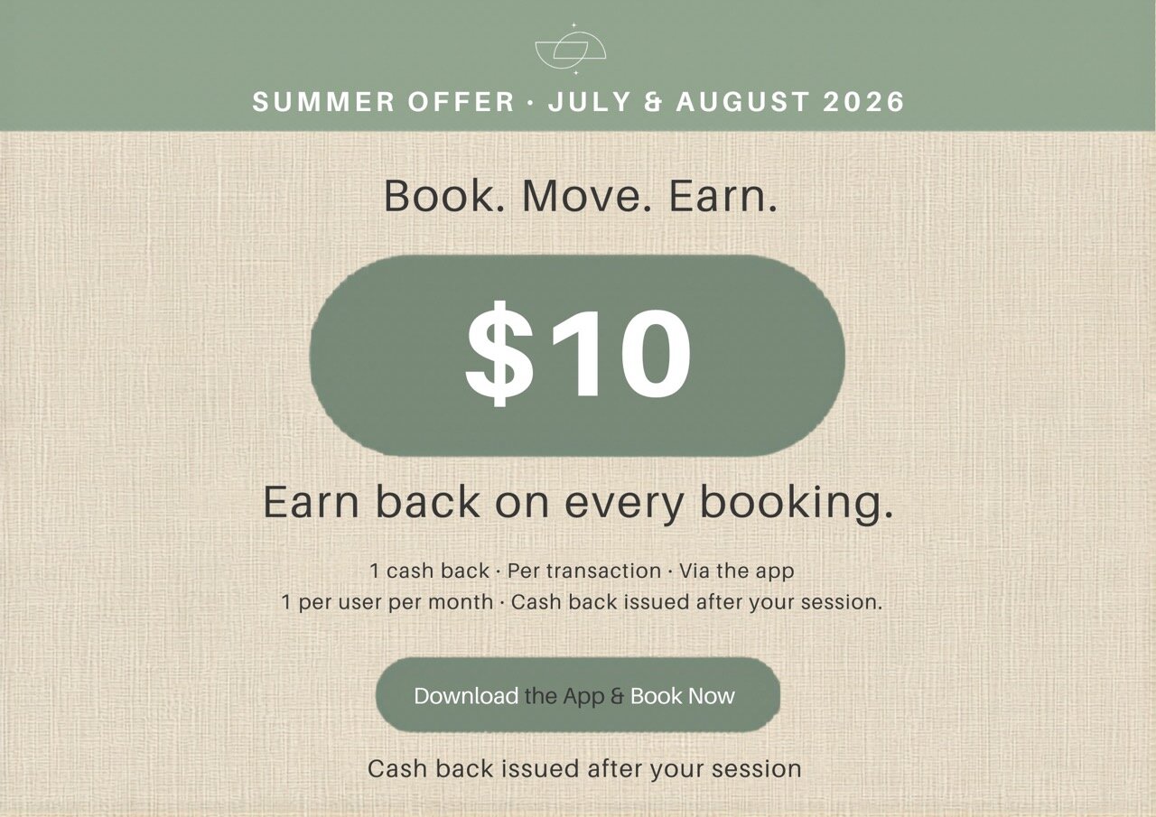EnForma Wellness Summer Offer, July and August 2026 — Book, Move, Earn. Get $10 cash back on every booking through the app.