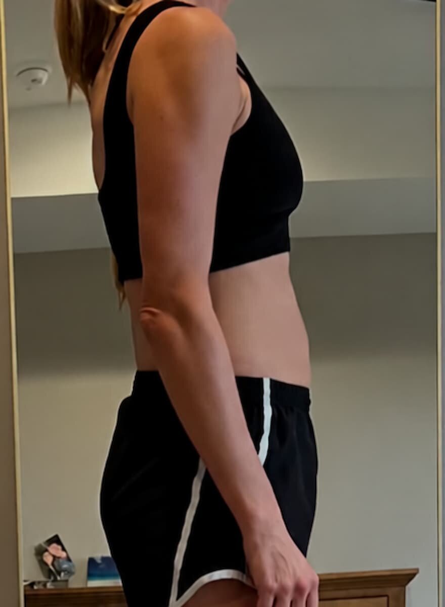 Megan’s after photo, side view, after working with Kenzie