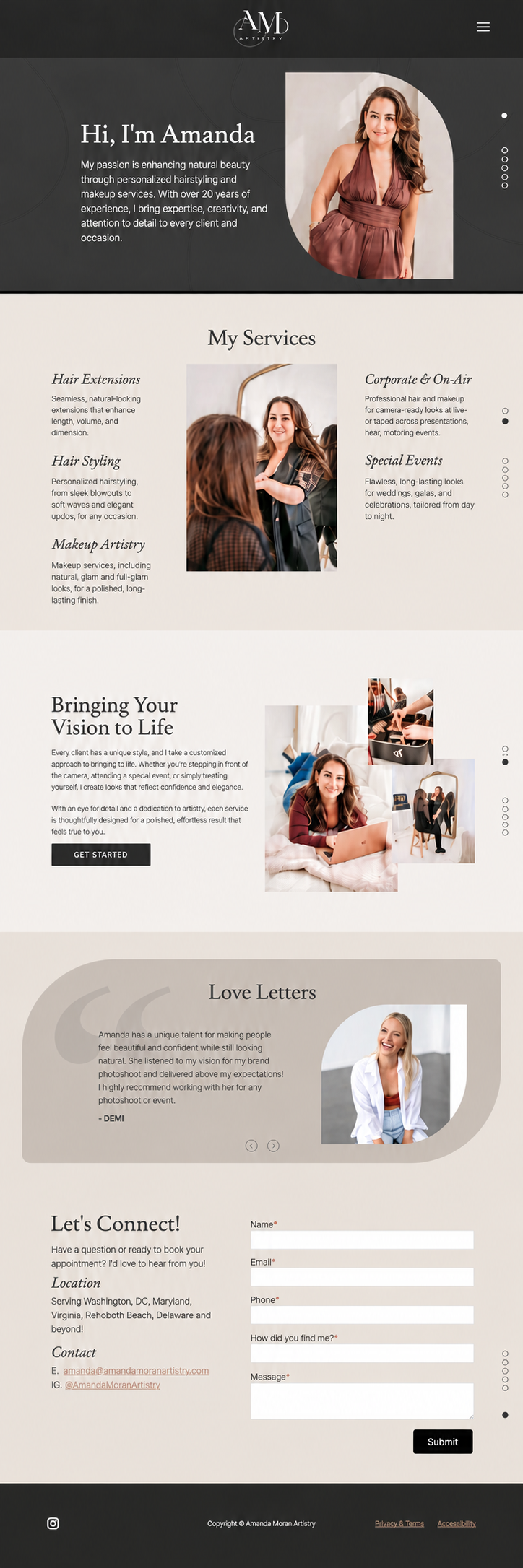 Full Amanda Moran Artistry website