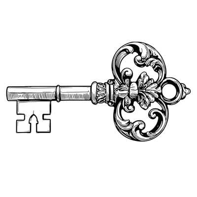 Vintage key illustration for The Key wedding event management experience