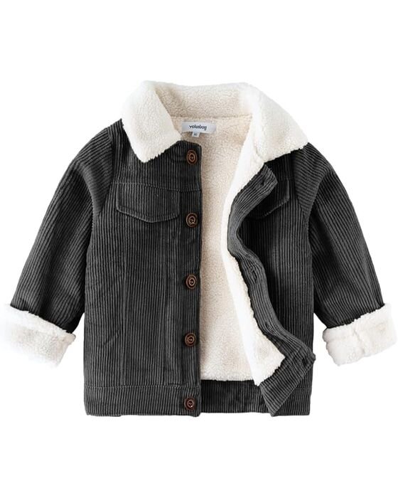 Charcoal Corduroy Sherpa Jacket — Sweaters & Layers fall family photo outfit idea