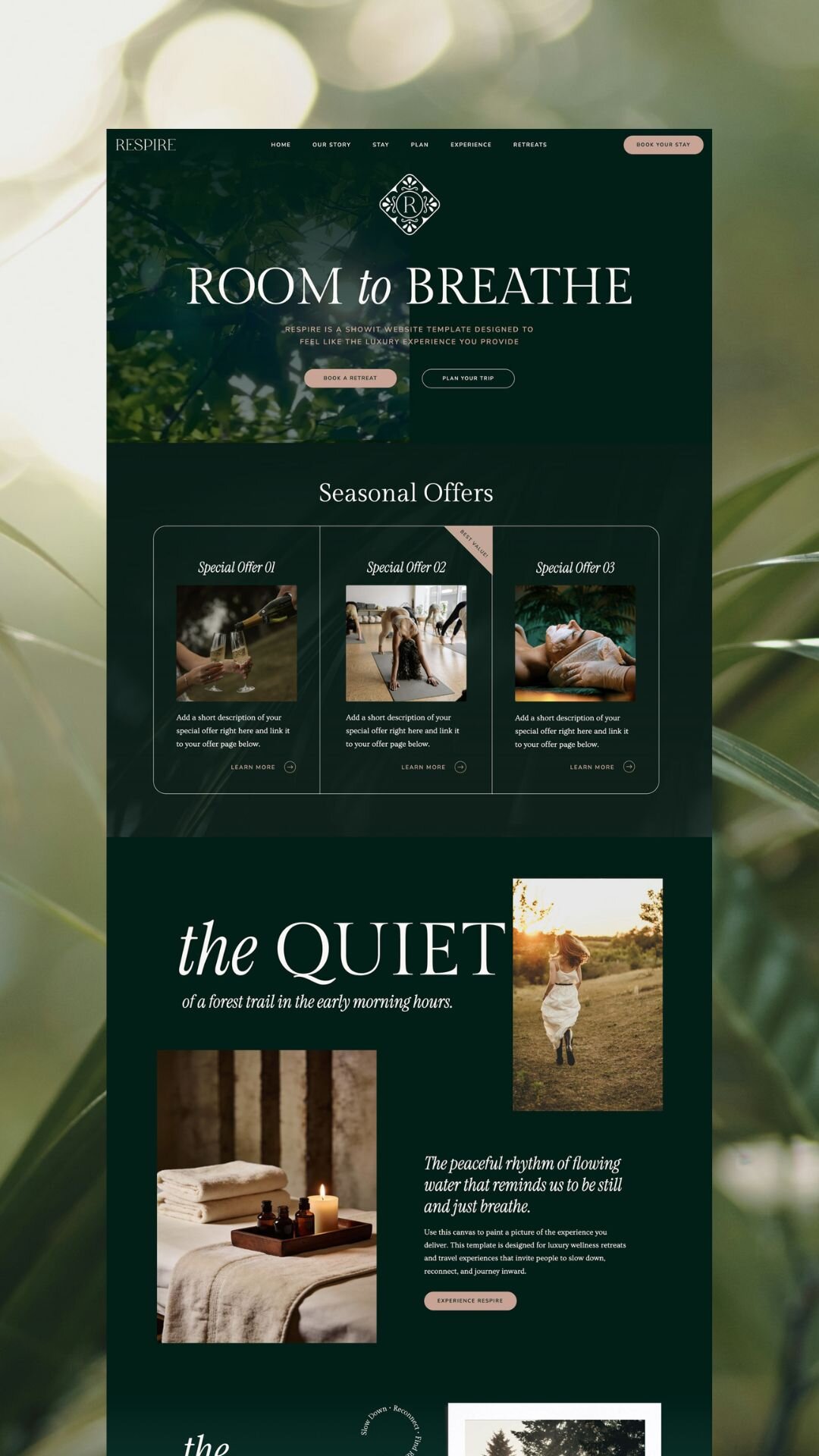 respire homepage design